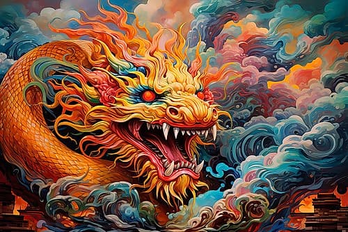 Japanese dragon. AI Generated. Fantasy Print